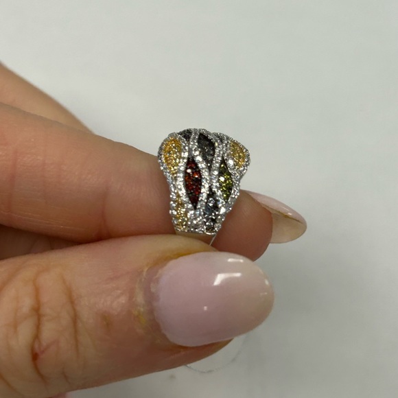 Suzy Levian Sterling Silver Multicolor CZ Ring Size NWT - Picture 4 of 8